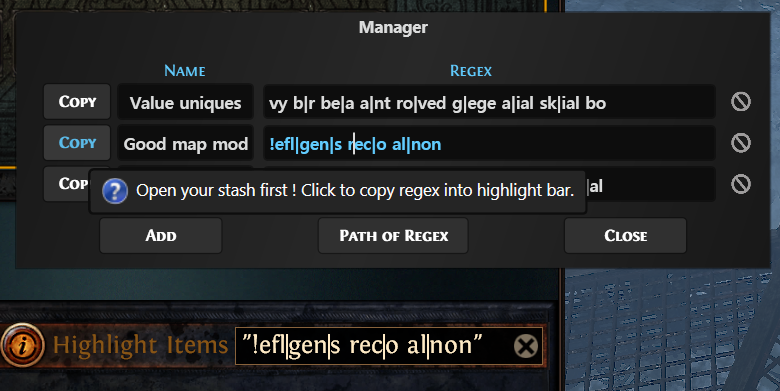 Xiletrade regex manager